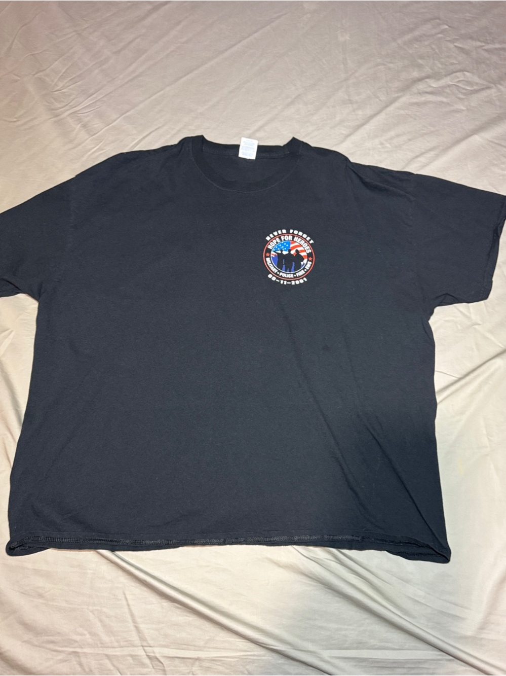 Men's Black Short Sleeve Crewneck Tee hope for heroes charity